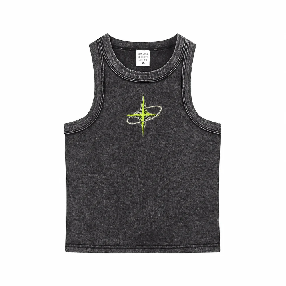 Cropped washed sleeveless top · Private signal · Front