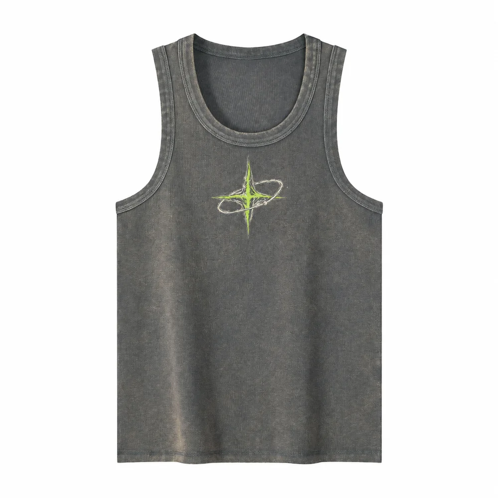 Washed rib-texture tank · Private signal · Front