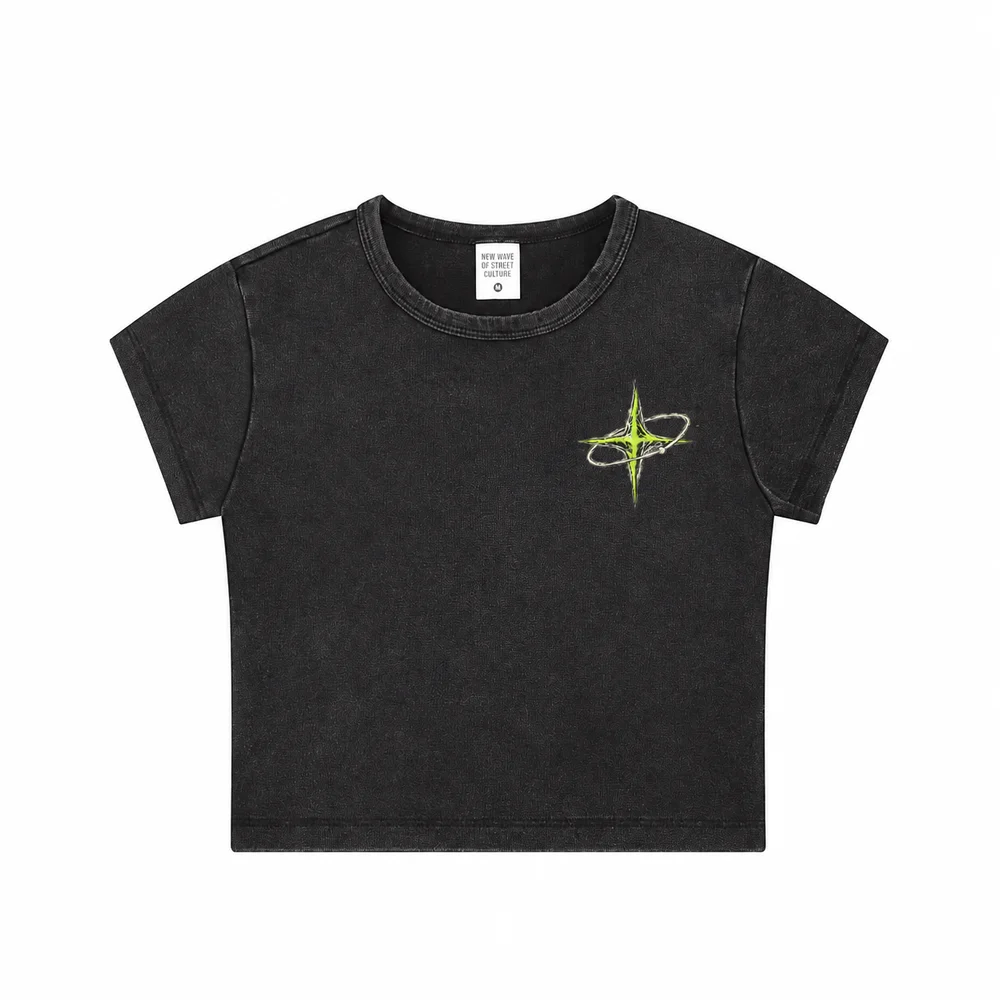 Cropped crew-neck tee · Private signal · Front