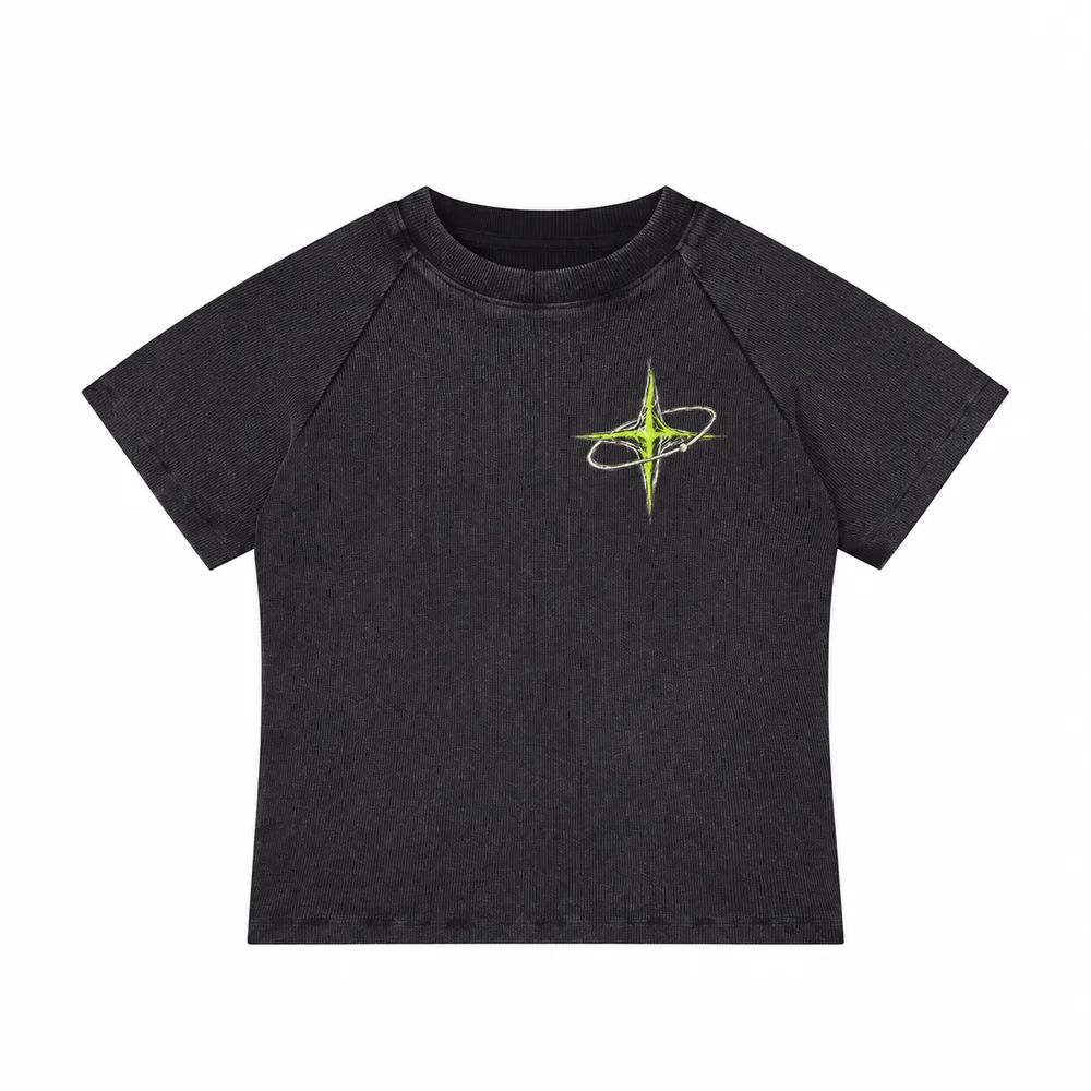 Rib-texture raglan tee · Private signal · Front