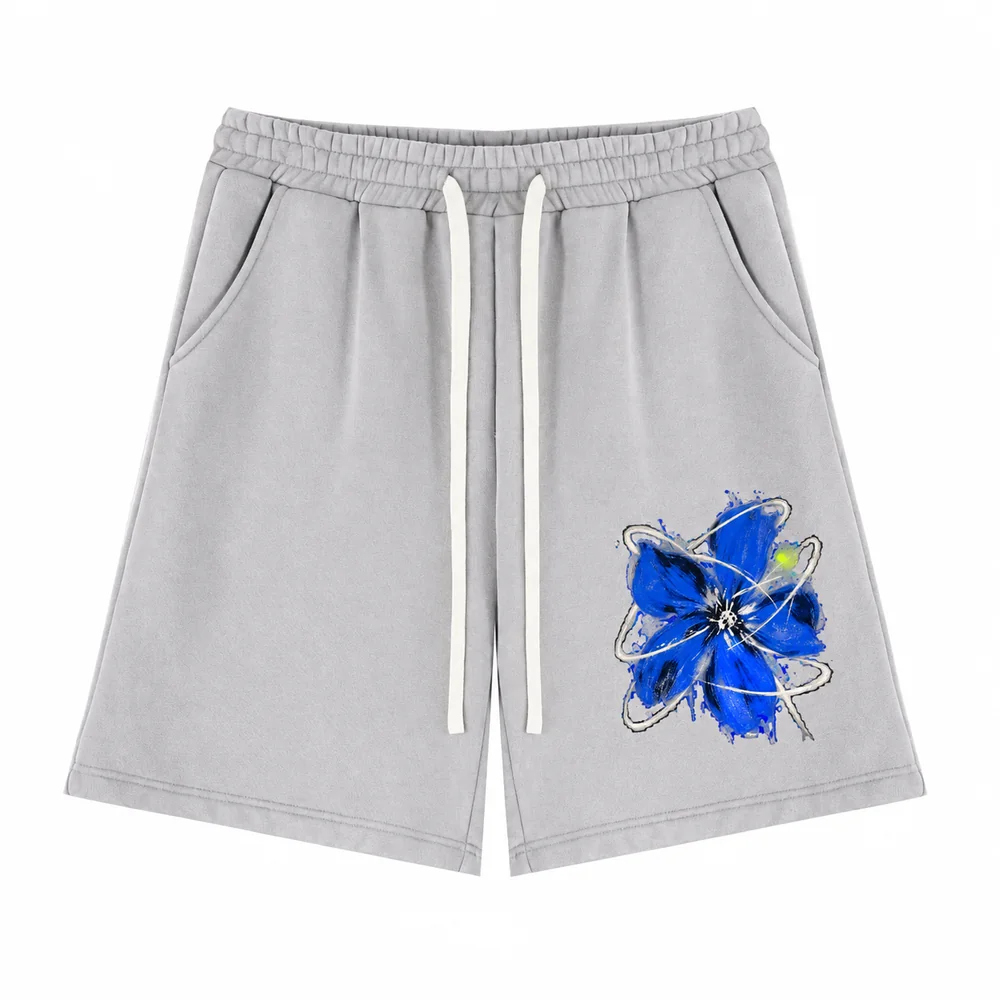 Faded drawstring shorts · A feeling worth keeping · Front