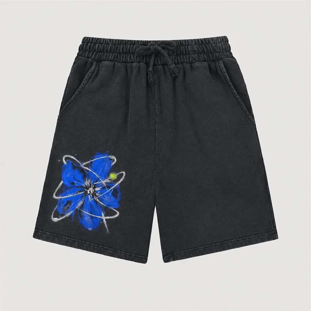Washed relaxed drawstring shorts · A feeling worth keeping · Front