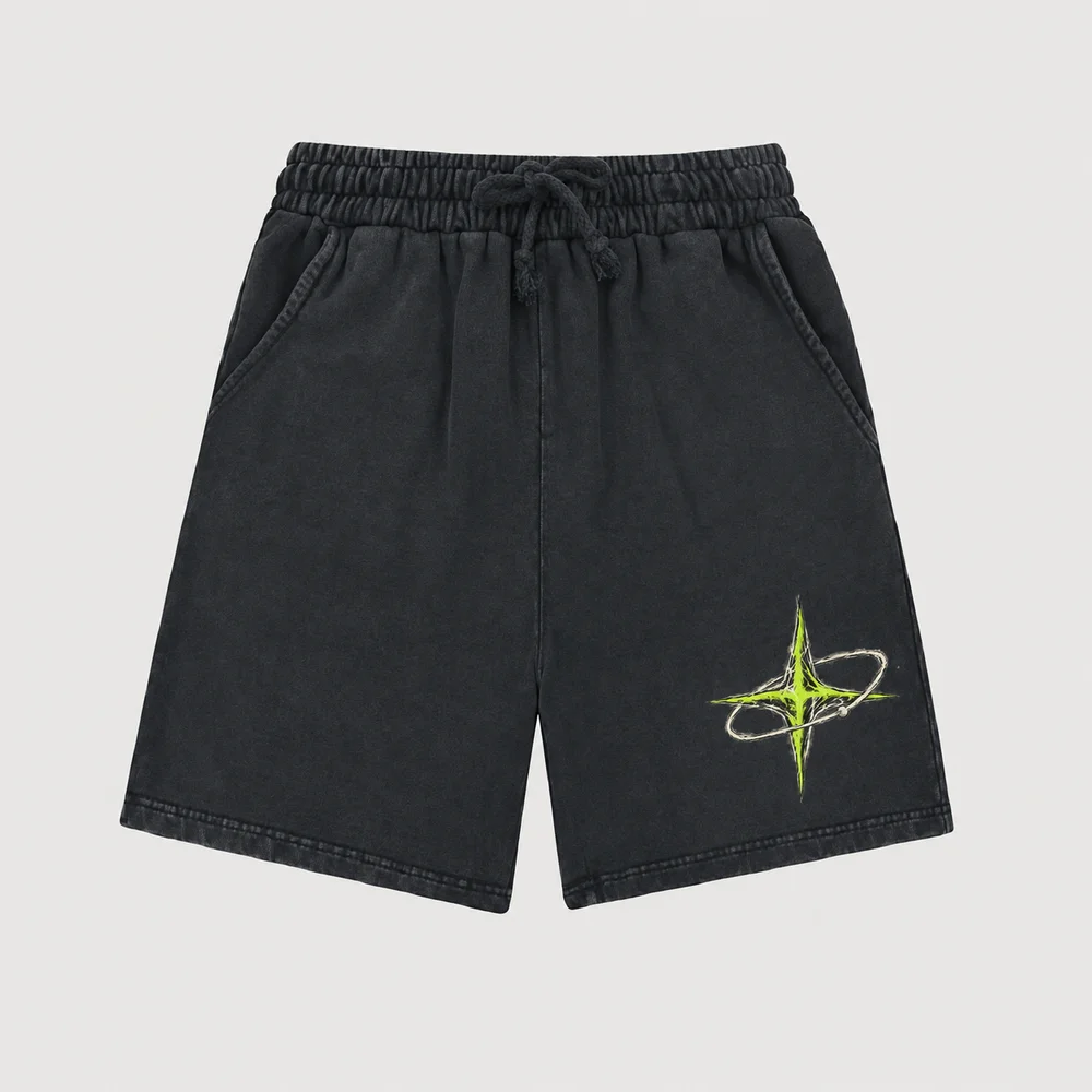 Washed relaxed drawstring shorts · Private signal · Front