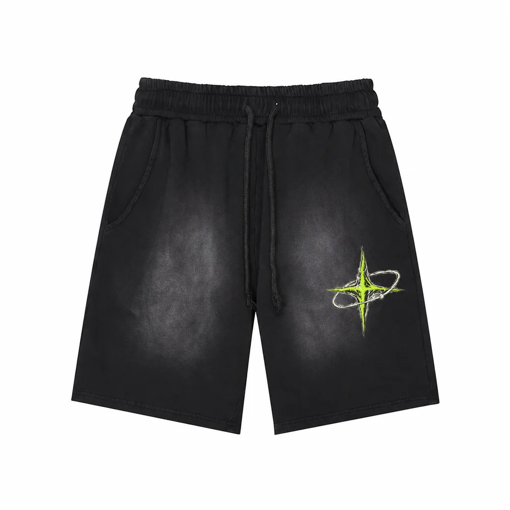 Gradient-wash drawstring shorts · Private signal · Front