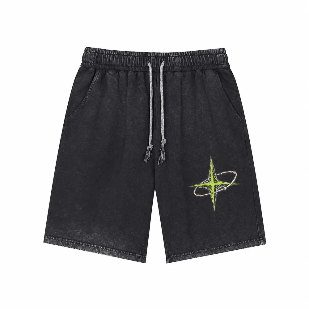 Faded drawstring shorts · Private signal · Front