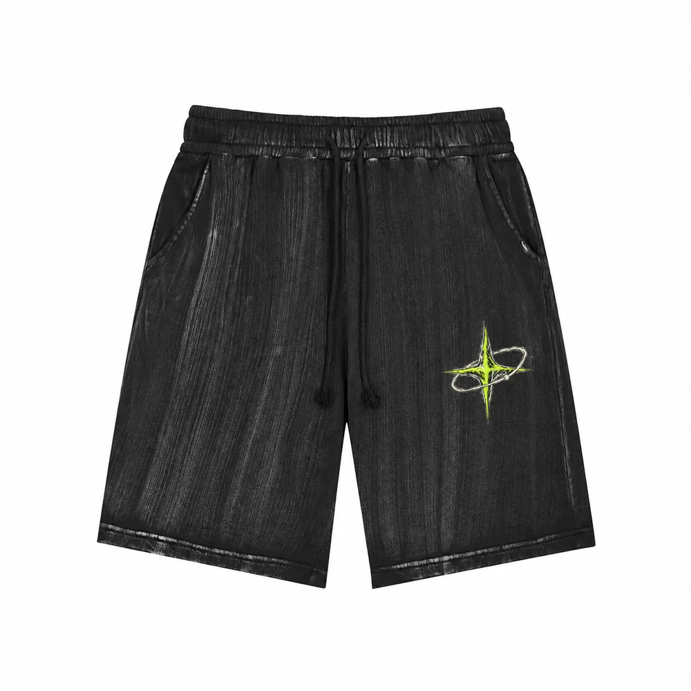Faded relaxed drawstring shorts · Private signal · Front
