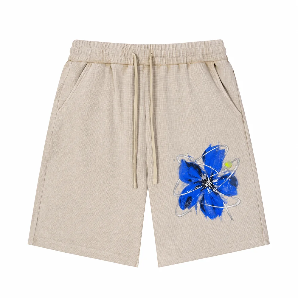 Washed waffle drawstring shorts · A feeling worth keeping · Front