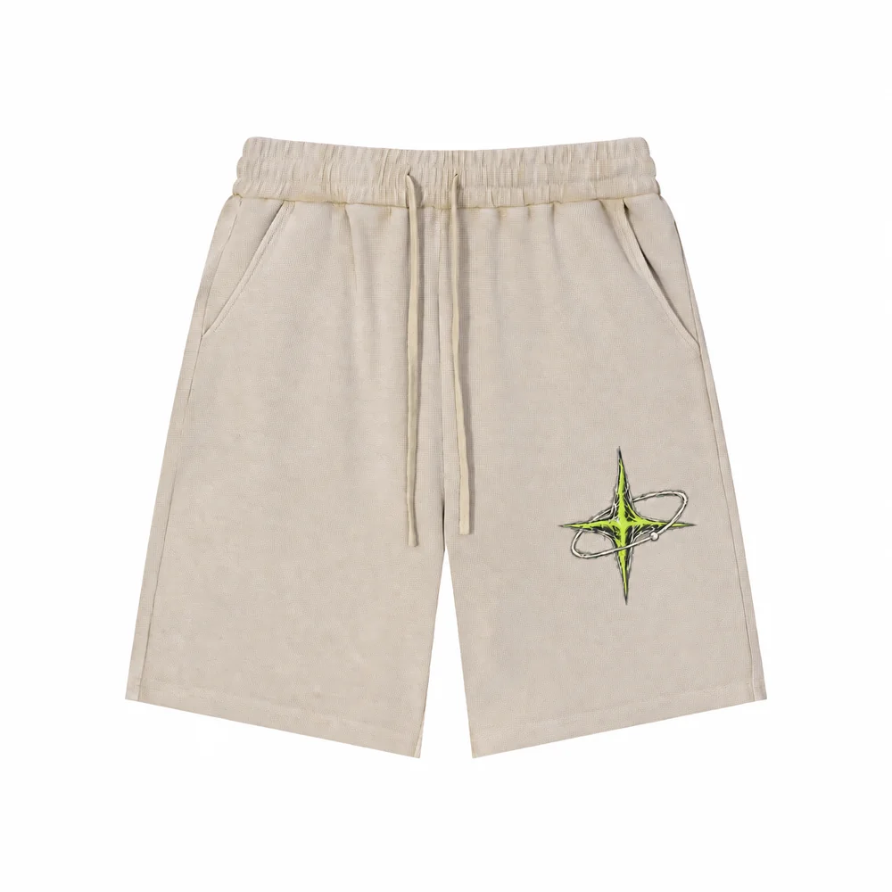 Washed waffle drawstring shorts · Private signal · Front