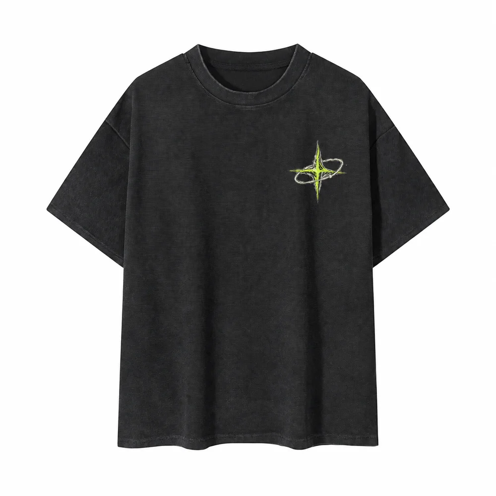 Washed waffle-texture tee · Private signal · Front