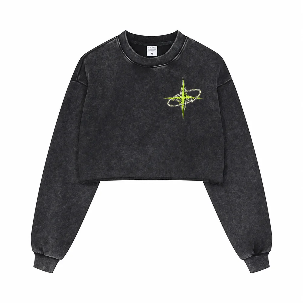 Distressed cropped sweatshirt · Private signal · Front