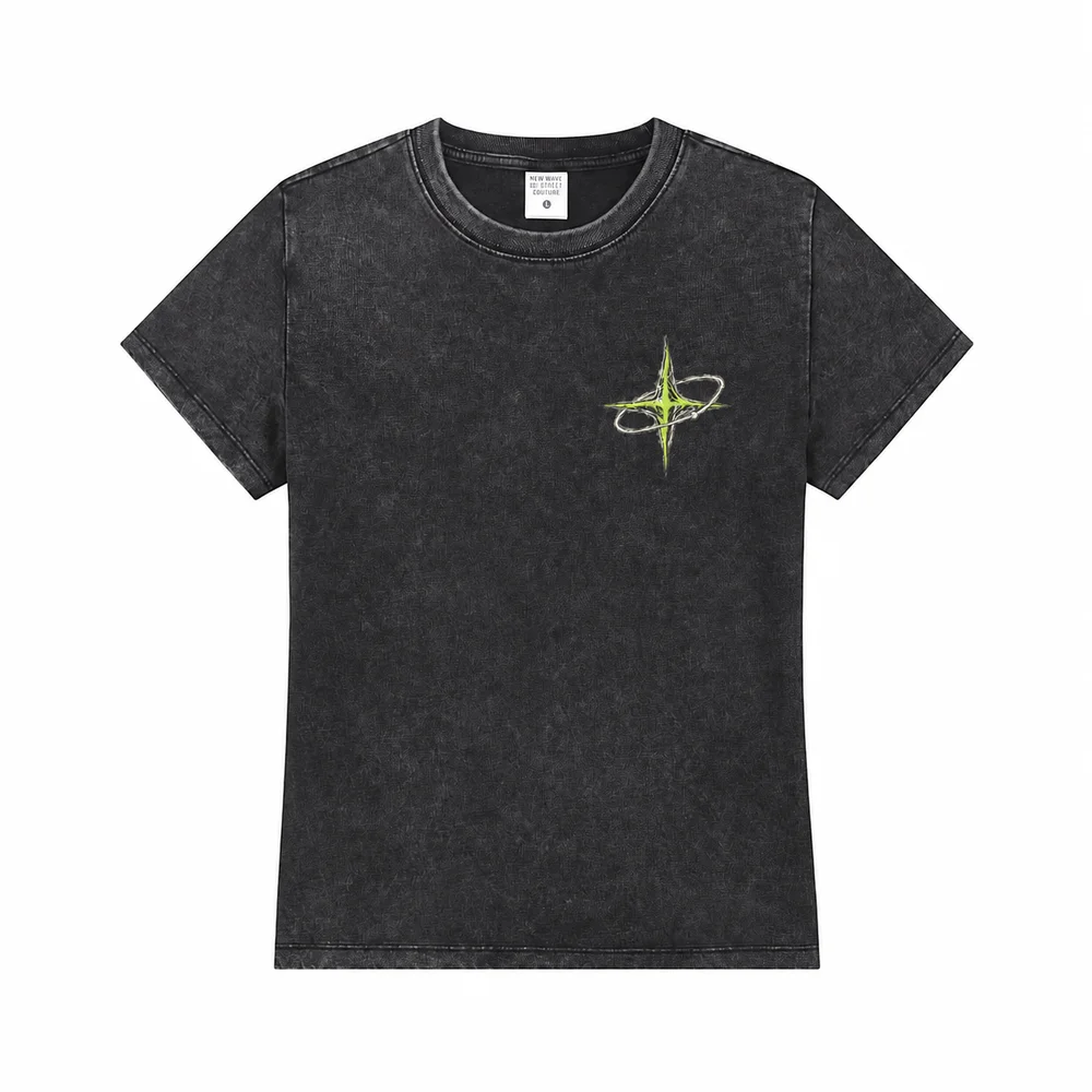 Snow-wash cropped crew-neck tee · Private signal · Front
