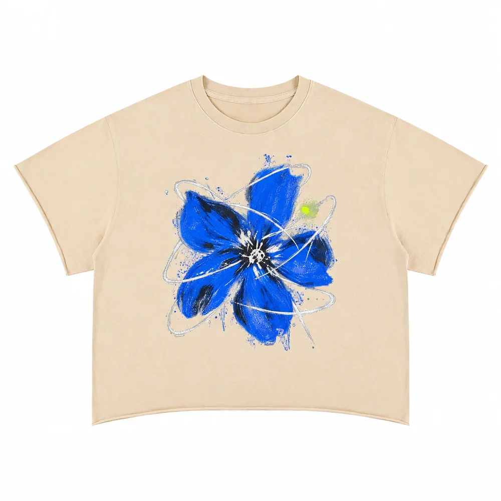 Snow-wash cropped boxy tee · A feeling worth keeping · Front