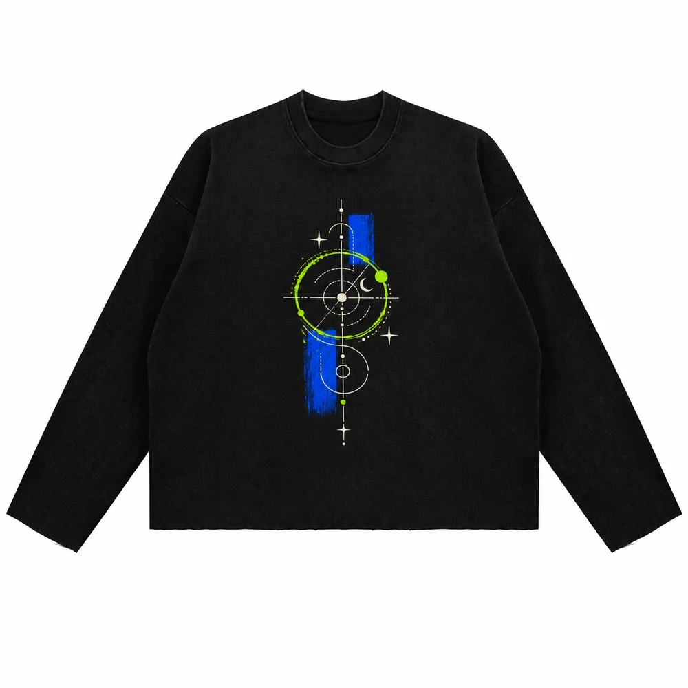 Raw-edge waffle long-sleeve tee · Your own coordinates · Front
