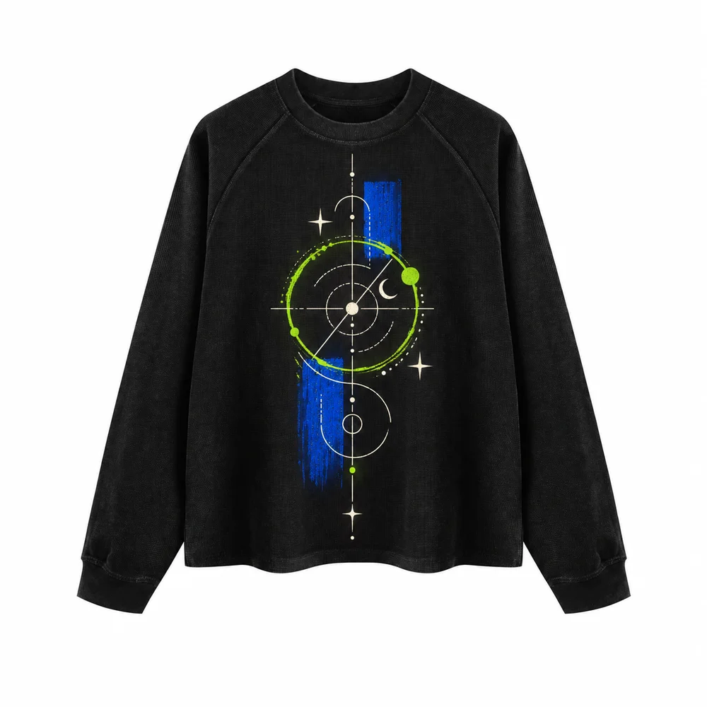 Washed waffle raglan long-sleeve tee · Your own coordinates · Front
