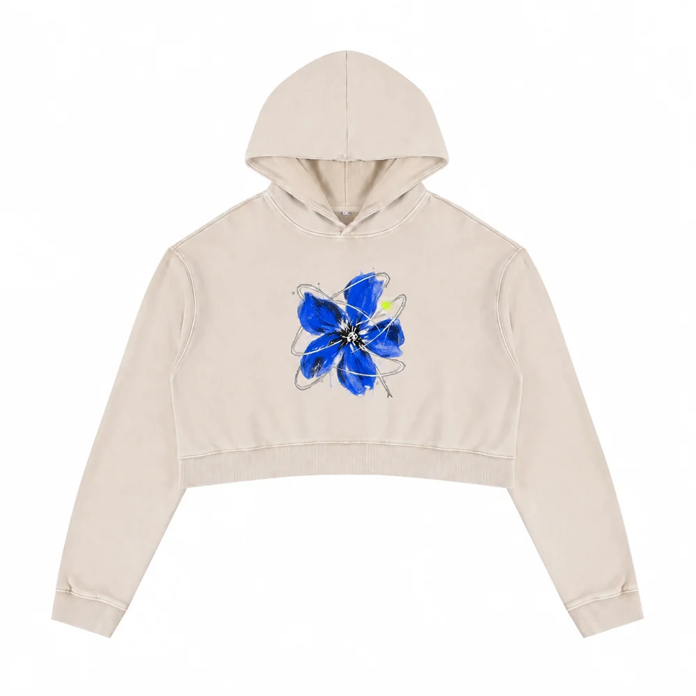 Cropped washed pullover hoodie · A feeling worth keeping · Front