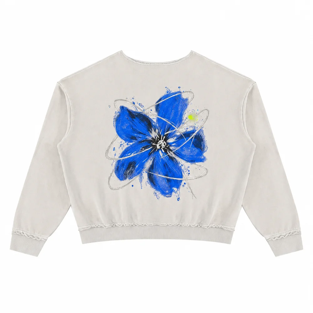 Raw-edge kangaroo-pocket sweatshirt · A feeling worth keeping · Back