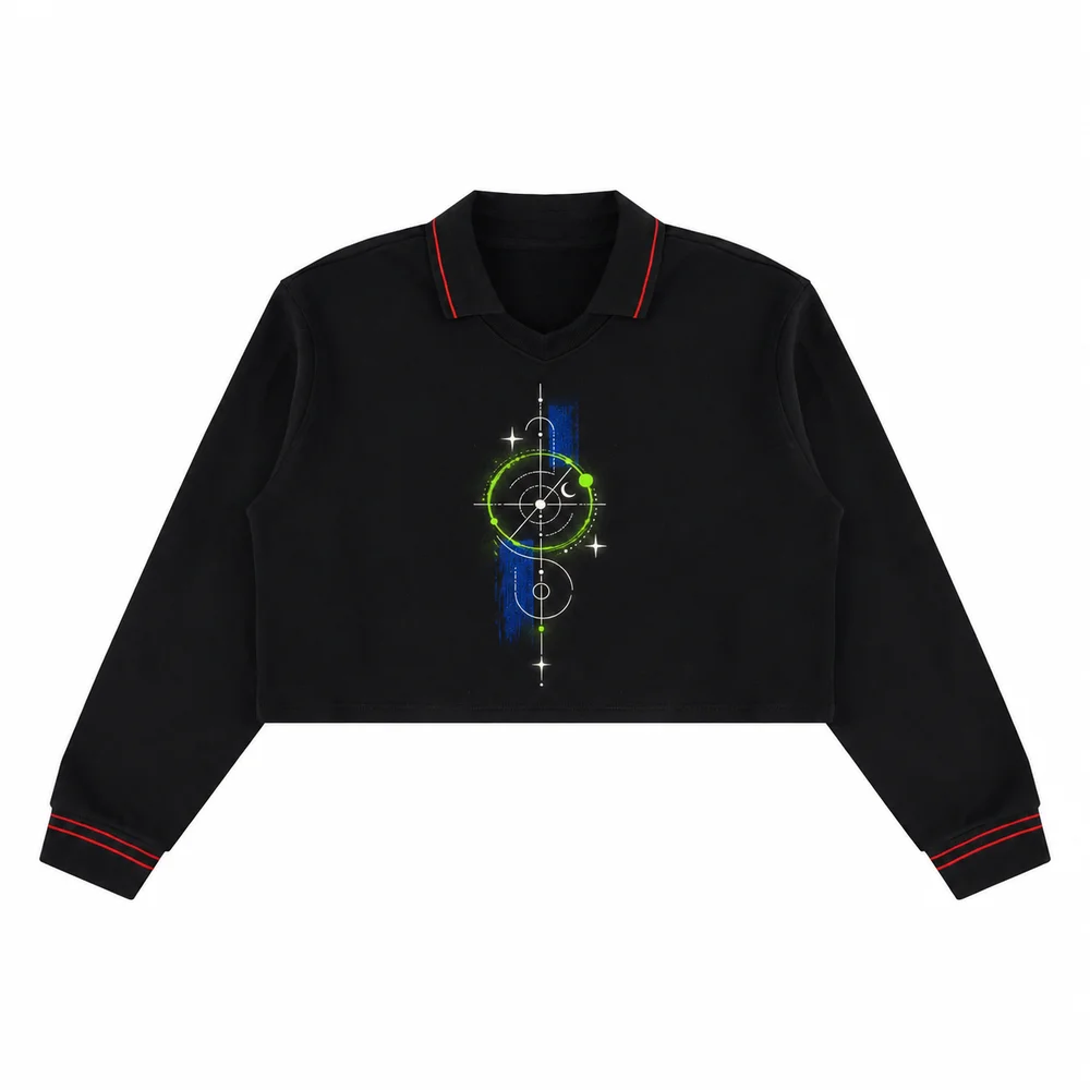 Cropped contrast-rib polo pullover · Your own coordinates · Front