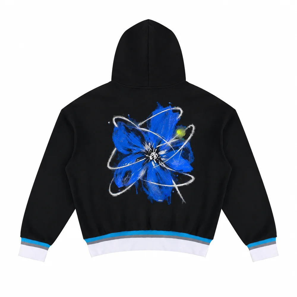 Contrast-rib pullover hoodie · A feeling worth keeping · Back