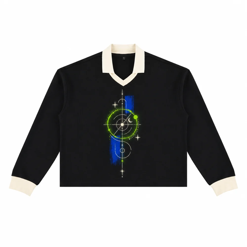 Cropped contrast-collar long-sleeve pullover · Your own coordinates · Front