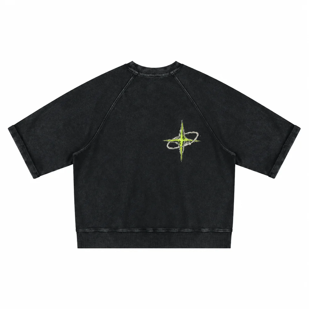 Washed cropped raglan tee · Private signal · Front