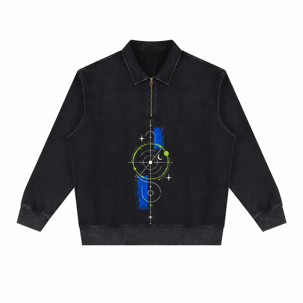 Zip-placket long-sleeve polo · Your own coordinates · Front