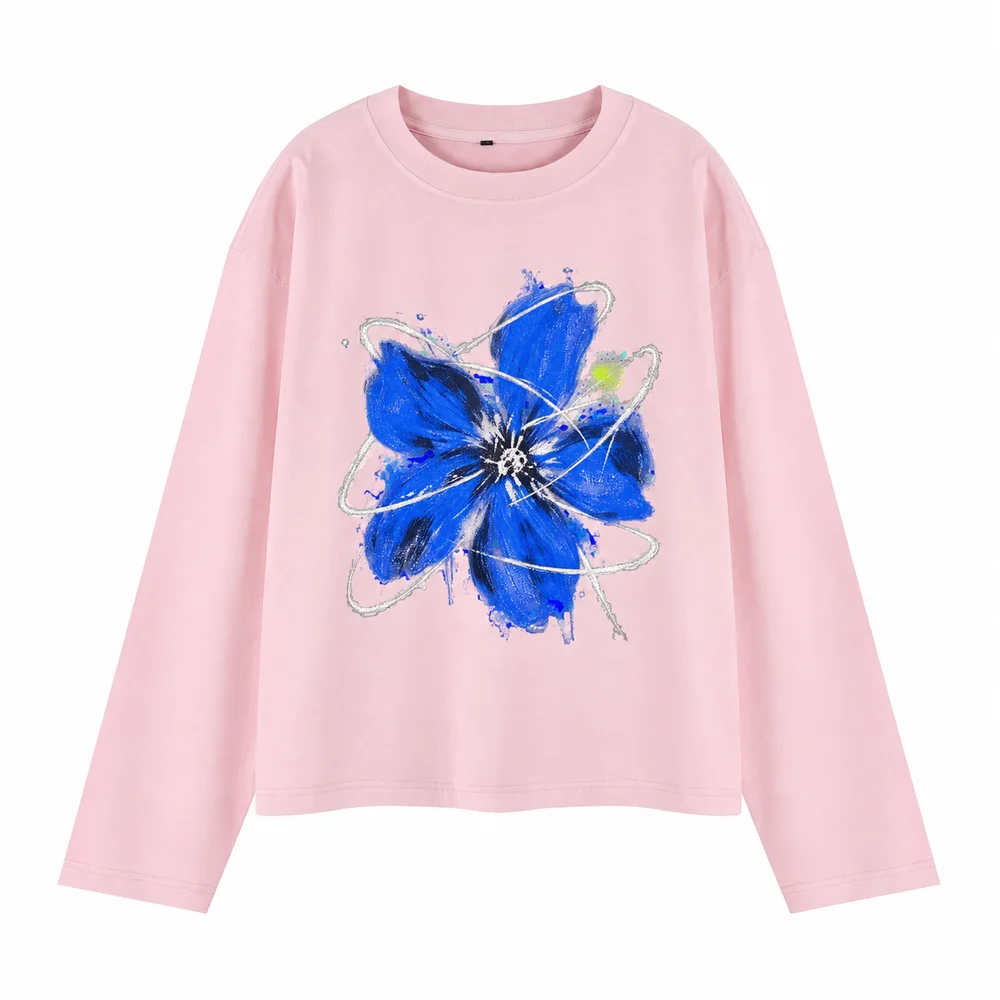 Washed relaxed crew-neck long-sleeve tee · A feeling worth keeping · Front