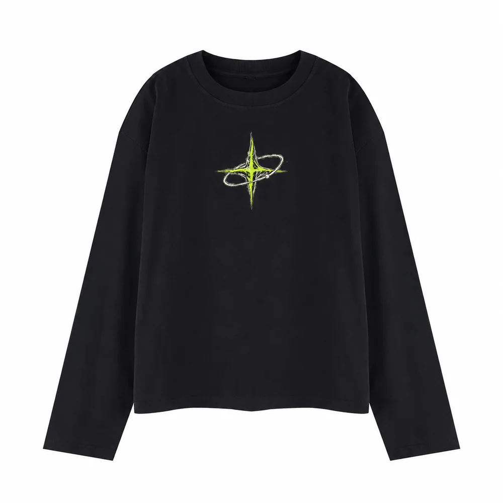 Washed relaxed crew-neck long-sleeve tee · Private signal · Front