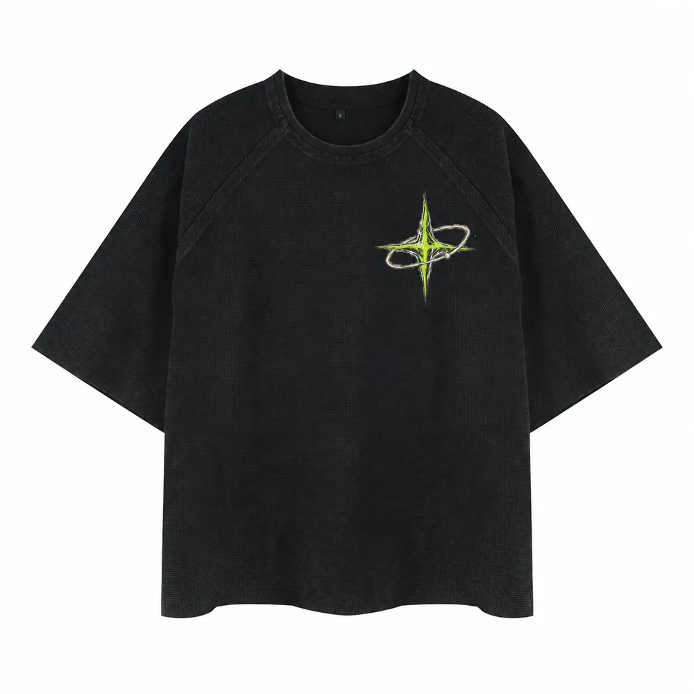 Washed waffle raglan tee · Private signal · Front
