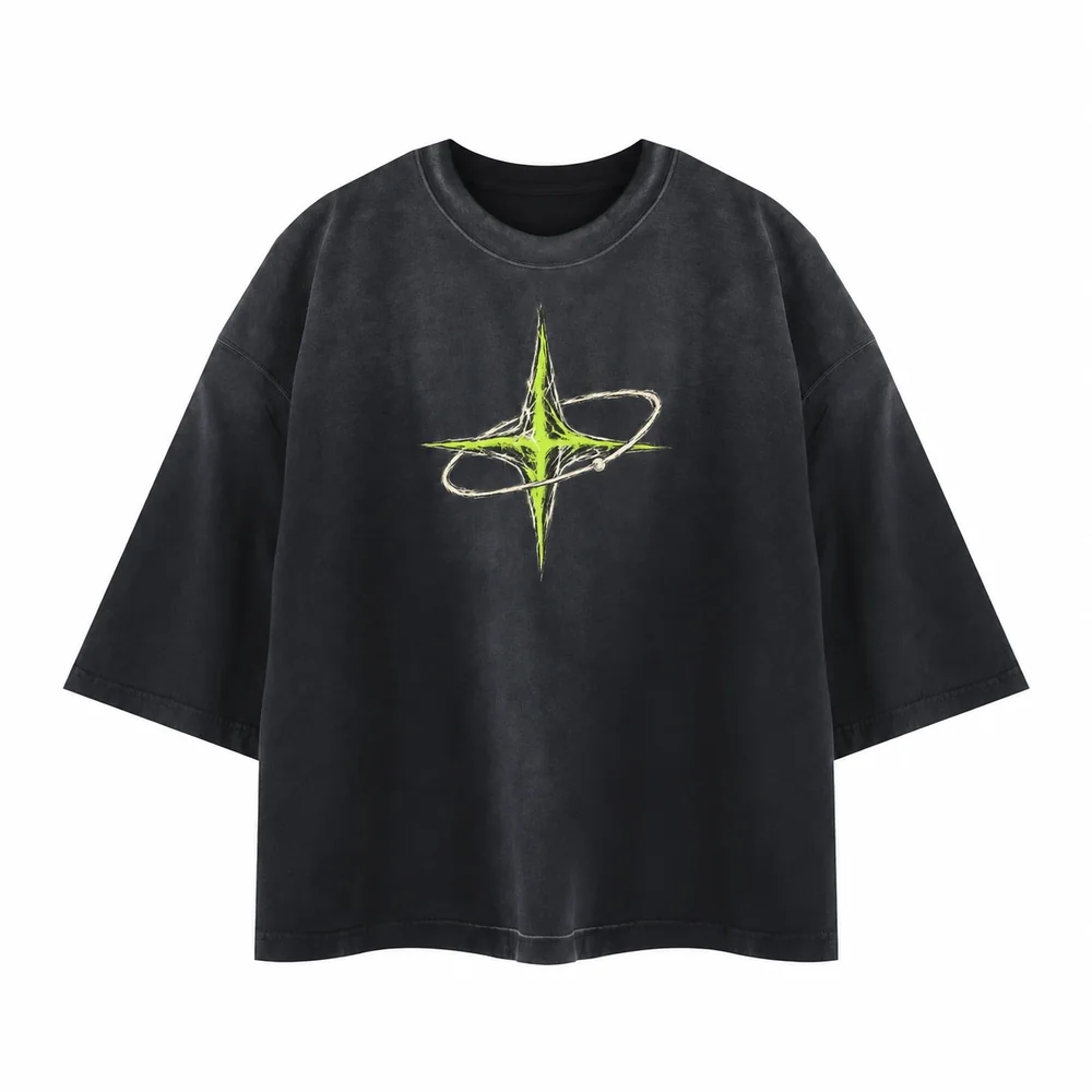 Gradient-wash boxy crew-neck tee · Private signal · Front