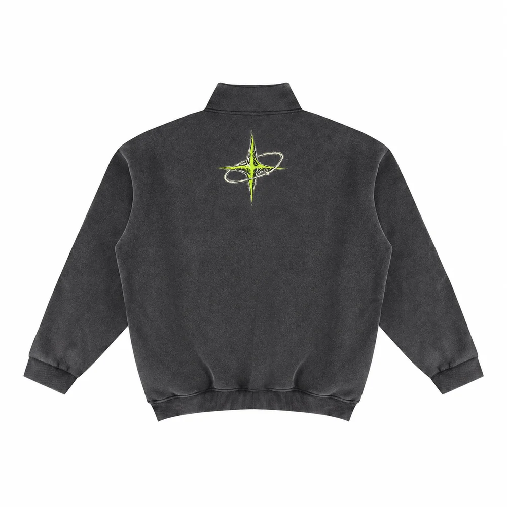 Washed quarter-zip pullover · Private signal · Back