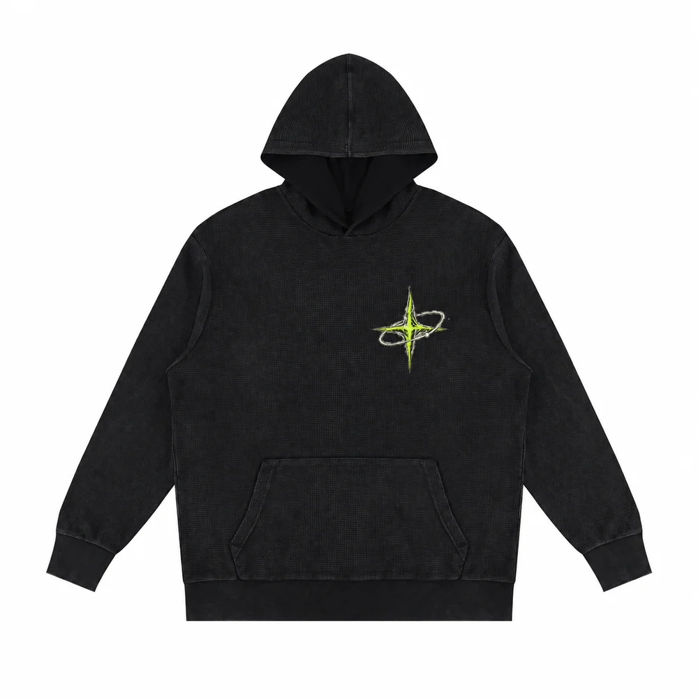 Washed waffle pullover hoodie · Private signal · Front