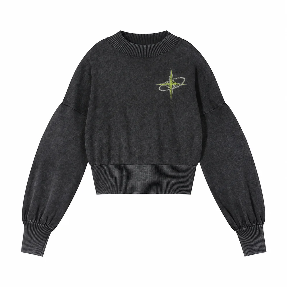 Cropped rib-edge knit pullover · Private signal · Front