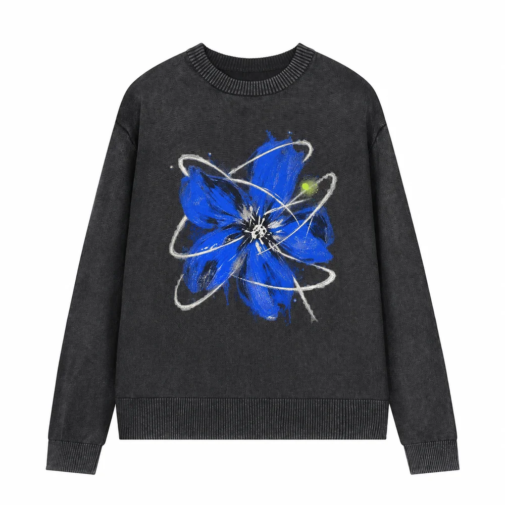 Washed crew-neck knit pullover · A feeling worth keeping · Front