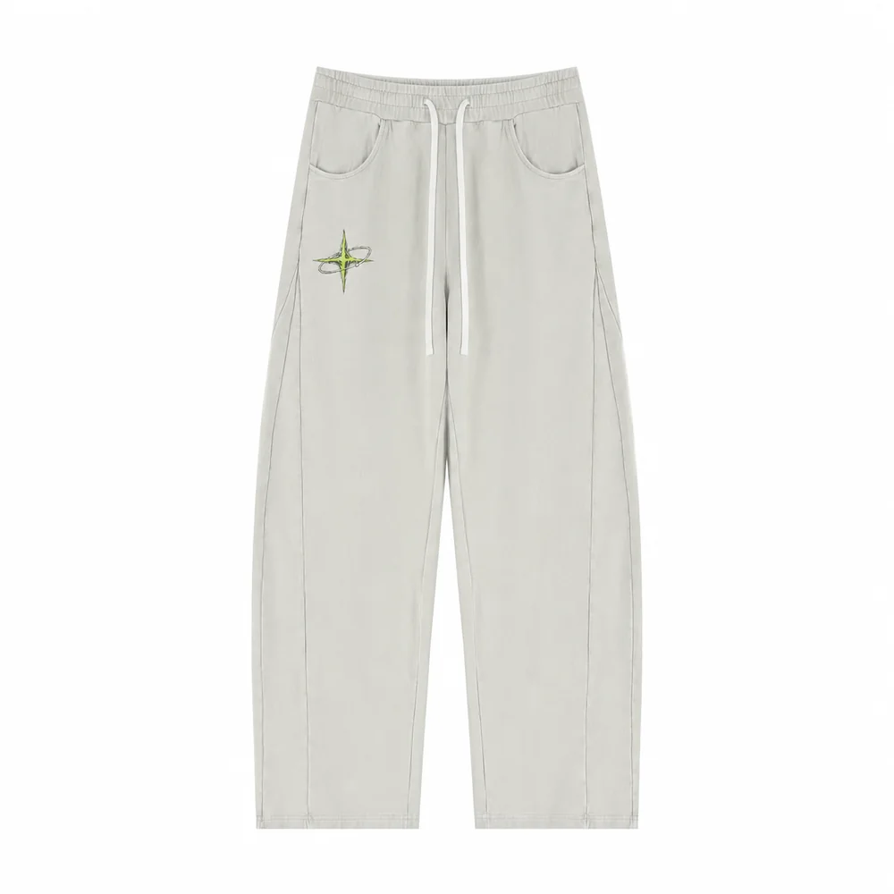 Washed curved-leg drawstring trousers · Private signal · Front
