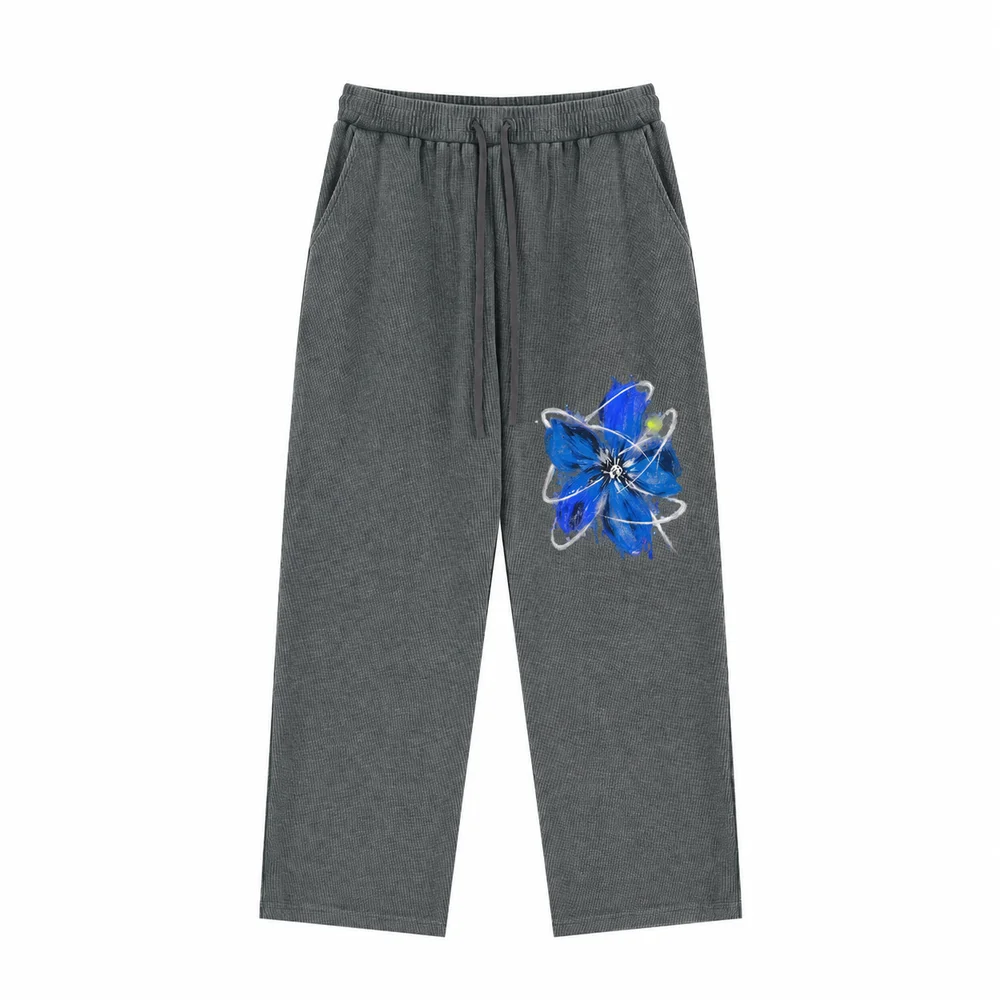 Washed waffle straight-leg trousers · A feeling worth keeping · Front