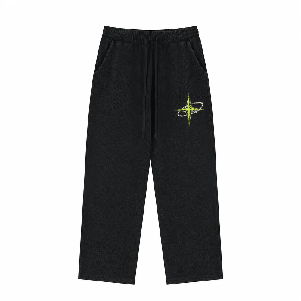Washed waffle straight-leg trousers · Private signal · Front