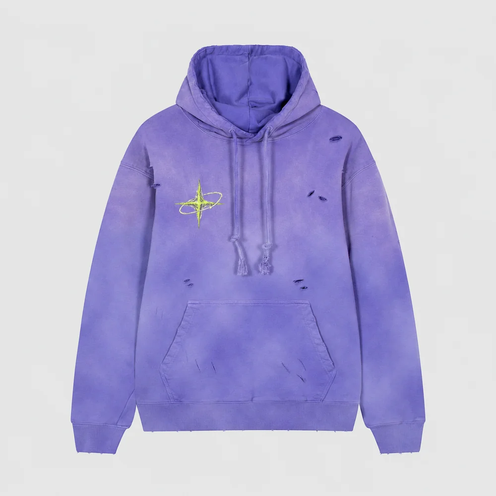 Distressed washed pullover hoodie · Private signal · Front