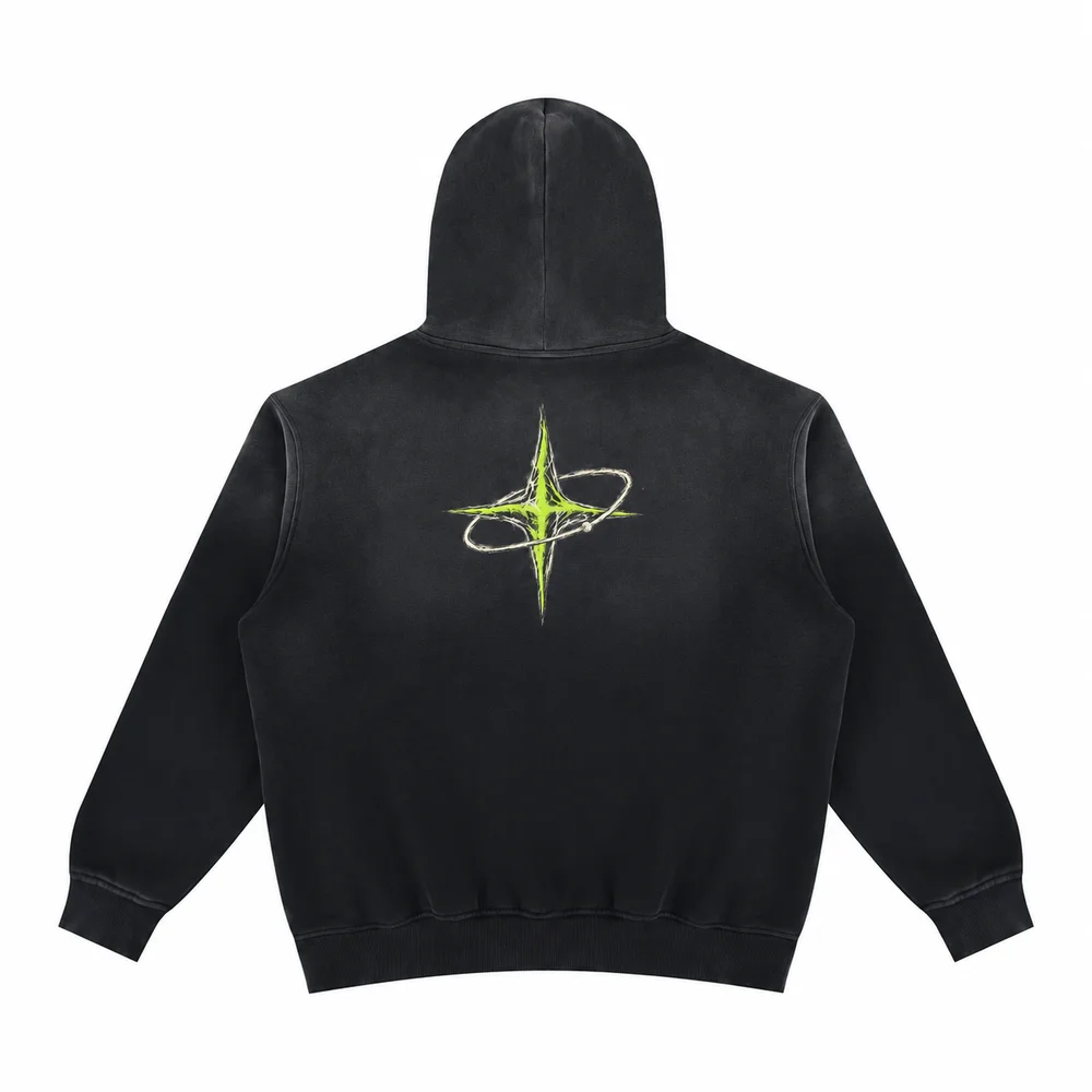 Faded fleece hoodie · Private signal · Back