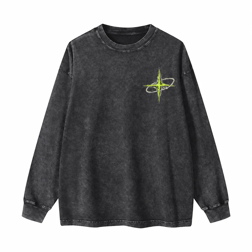 Snow-wash relaxed long-sleeve tee · Private signal · Front