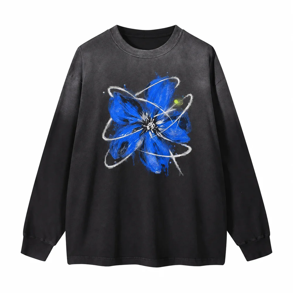 Washed relaxed long-sleeve tee · A feeling worth keeping · Front