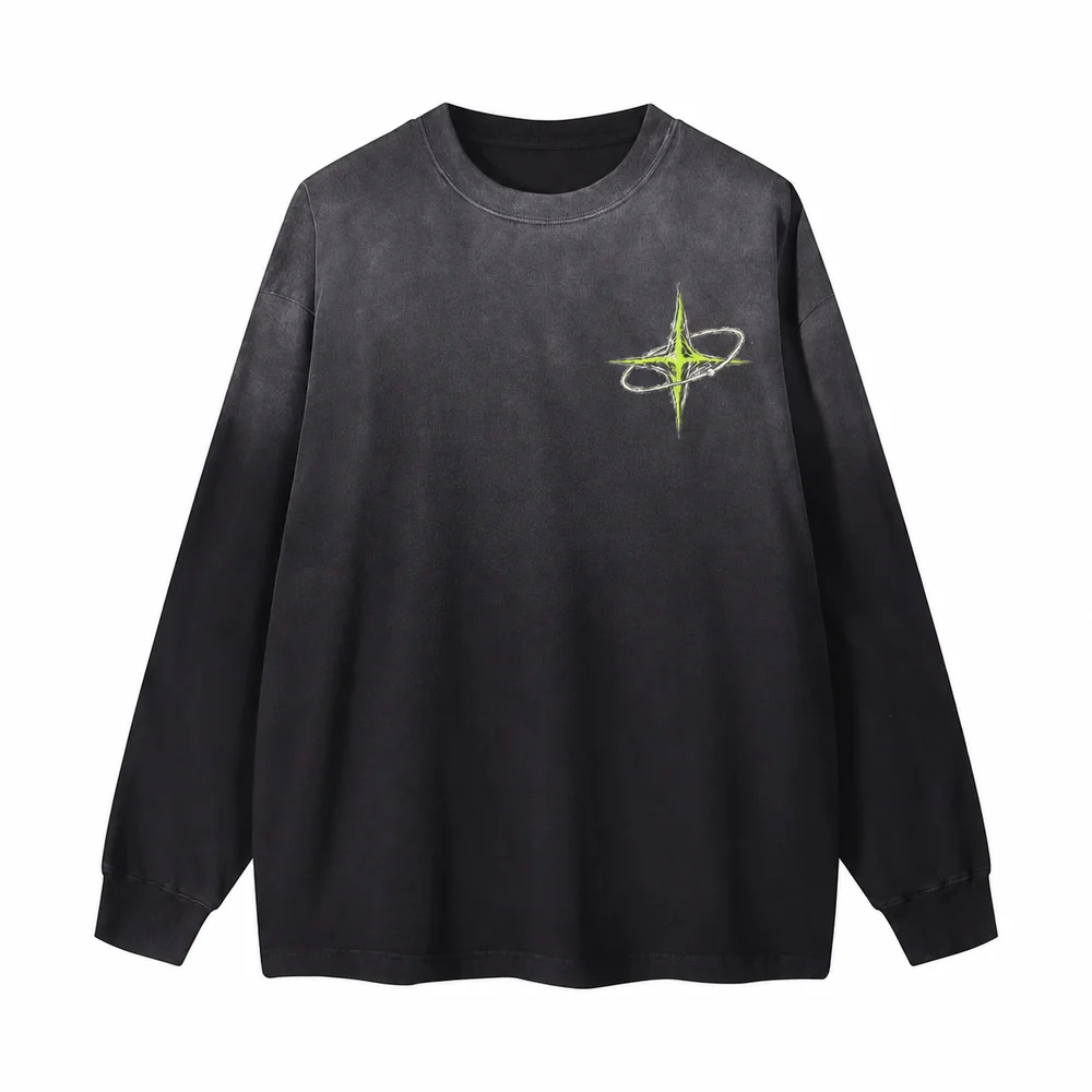 Washed relaxed long-sleeve tee · Private signal · Front