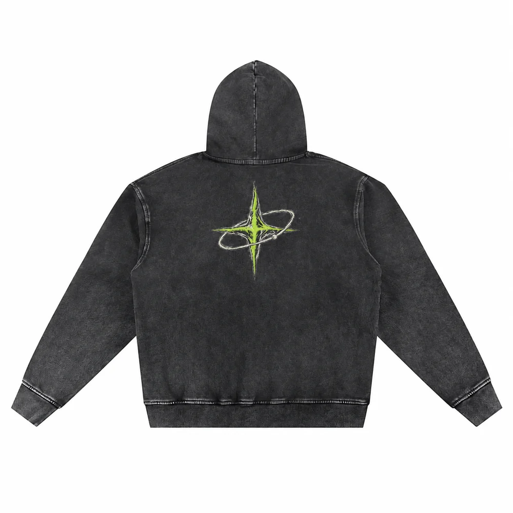 Snow-wash pullover hoodie · Private signal · Back