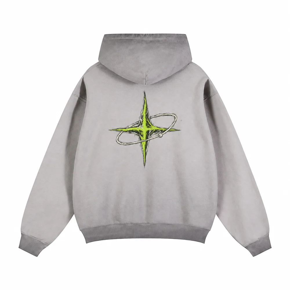 Washed contrast-panel hoodie · Private signal · Back
