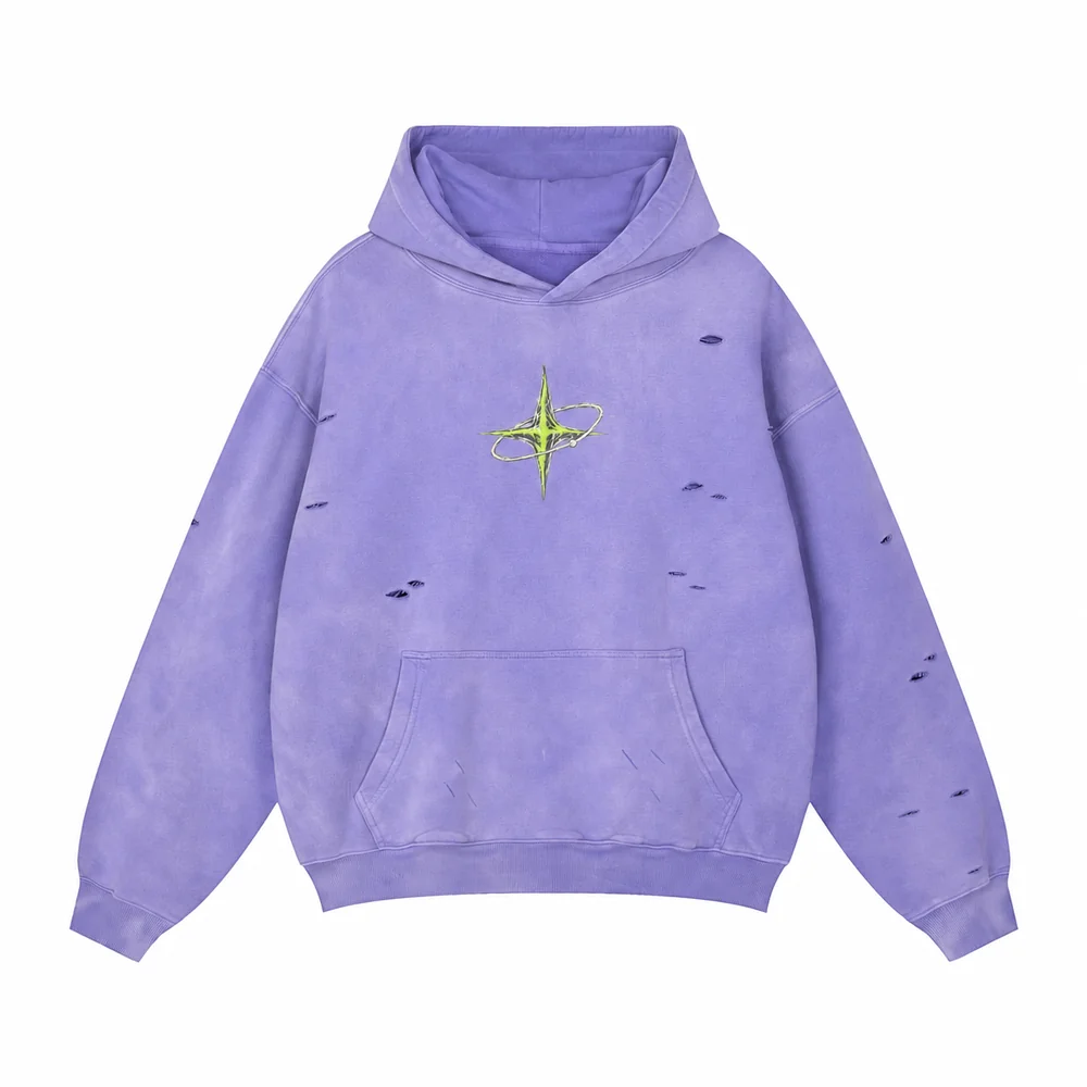 Distressed washed pullover hoodie · Private signal · Front