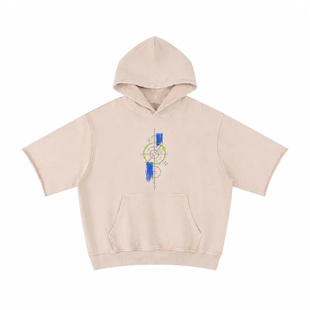 Washed short-sleeve pullover hoodie · Your own coordinates · Front