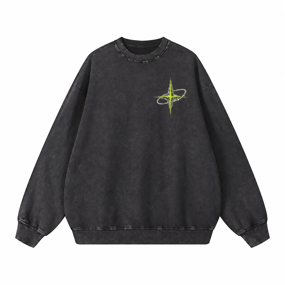 Snow-wash rib-edge sweatshirt · Private signal · Front