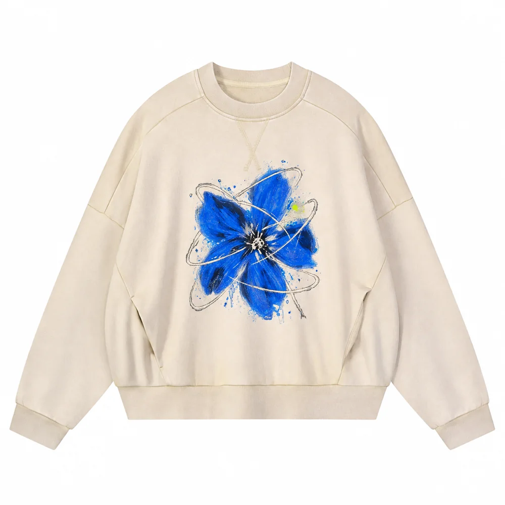 Washed panelled crew-neck sweatshirt · A feeling worth keeping · Front