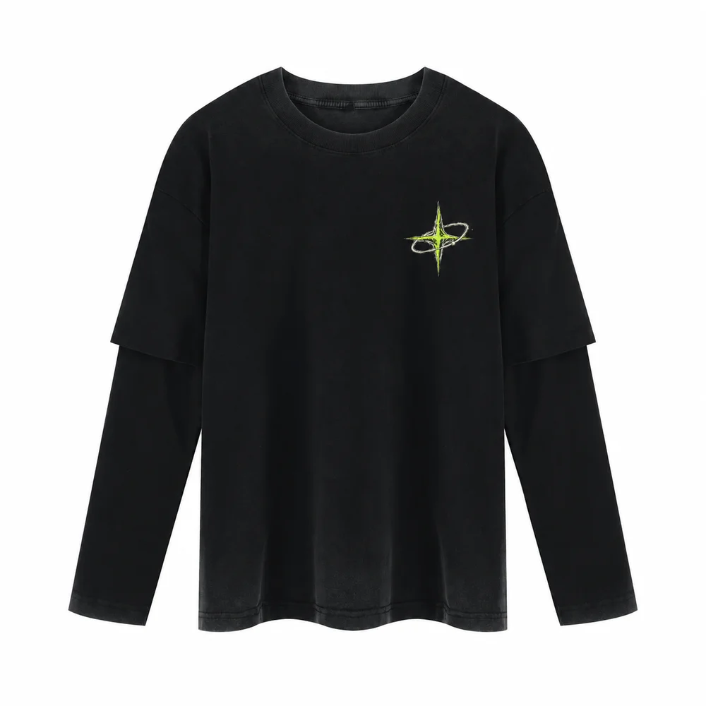 Washed layered sleeve tee · Private signal · Front