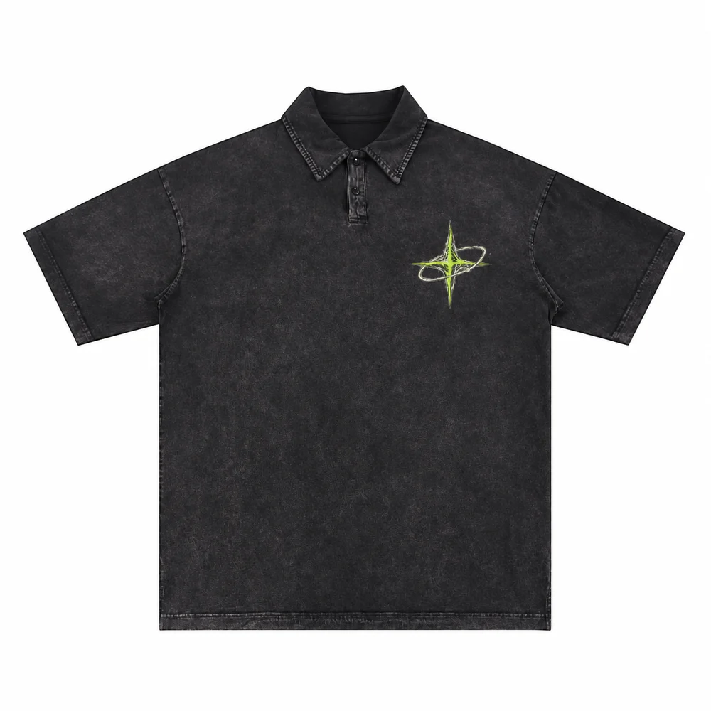 Snow-wash relaxed polo tee · Private signal · Front