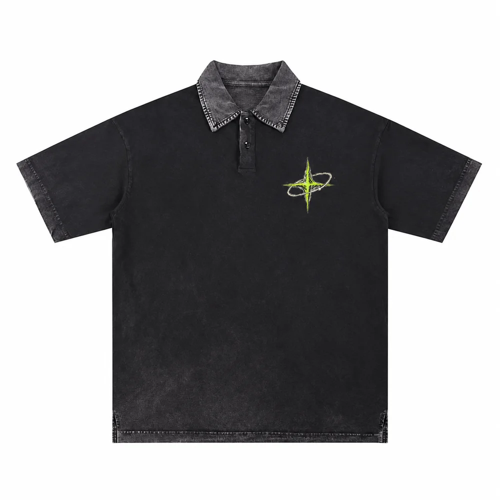 Washed relaxed polo tee · Private signal · Front